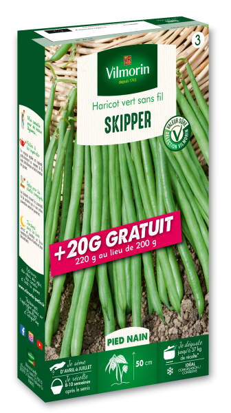 Légumes Secs - Haricot Nain Vert Skipper + 20 g Offert - face recto